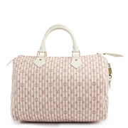 Authentieke Tweedehands Louis Vuitton Pink/White Monogram Mini Lin Croisette Speedy 30 Bag juiste prijs veilig online shoppen luxe merken webshop winkelen Antwerpen België mode fashion