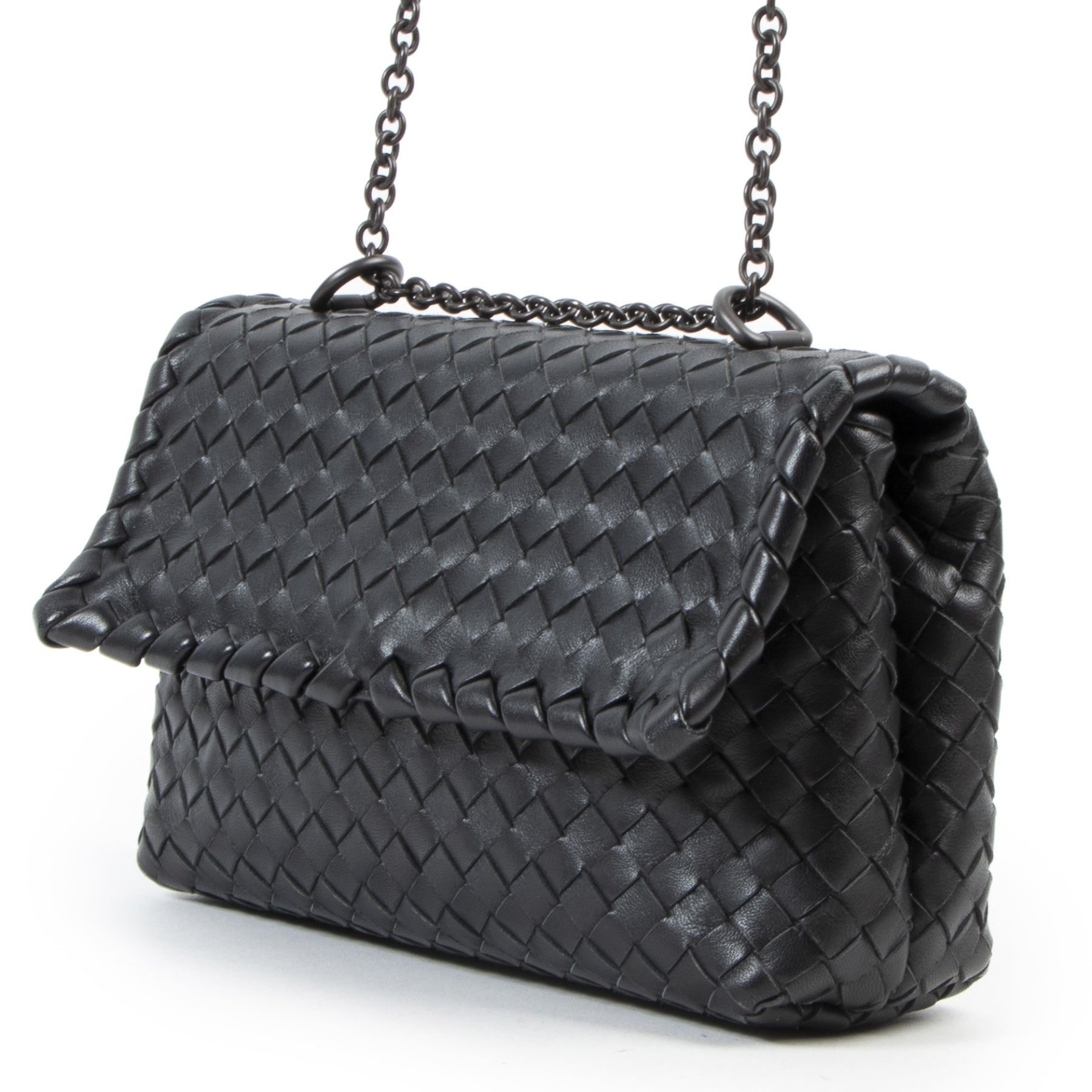 Authentic secondhand Bottega Veneta Dark Grey Olimpia Baby Bag designer bags fashion luxury vintage webshop safe secure online shopping