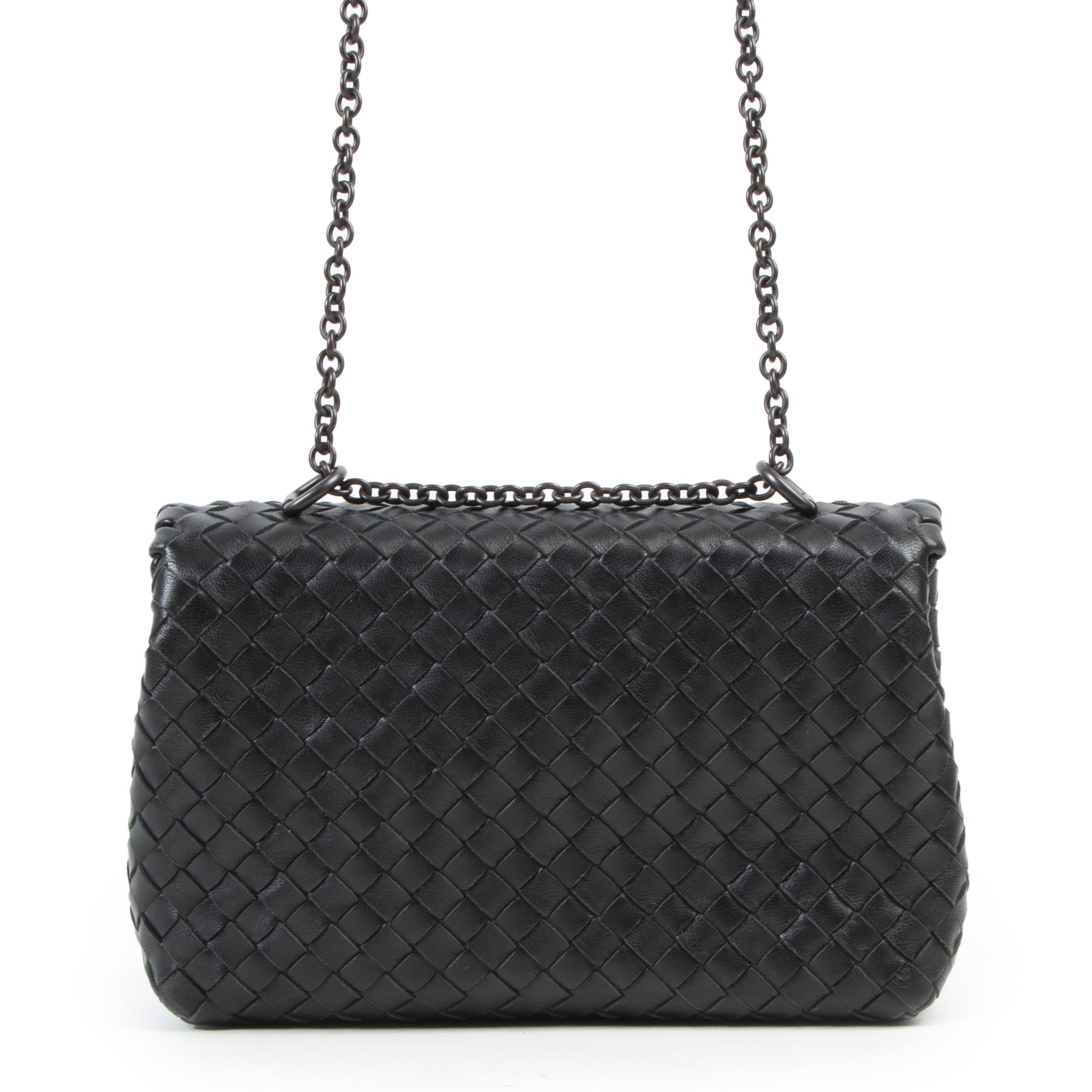 Authentieke Tweedehands Bottega Veneta Dark Grey Olimpia Baby Bag juiste prijs veilig online shoppen luxe merken webshop winkelen Antwerpen België mode fashion