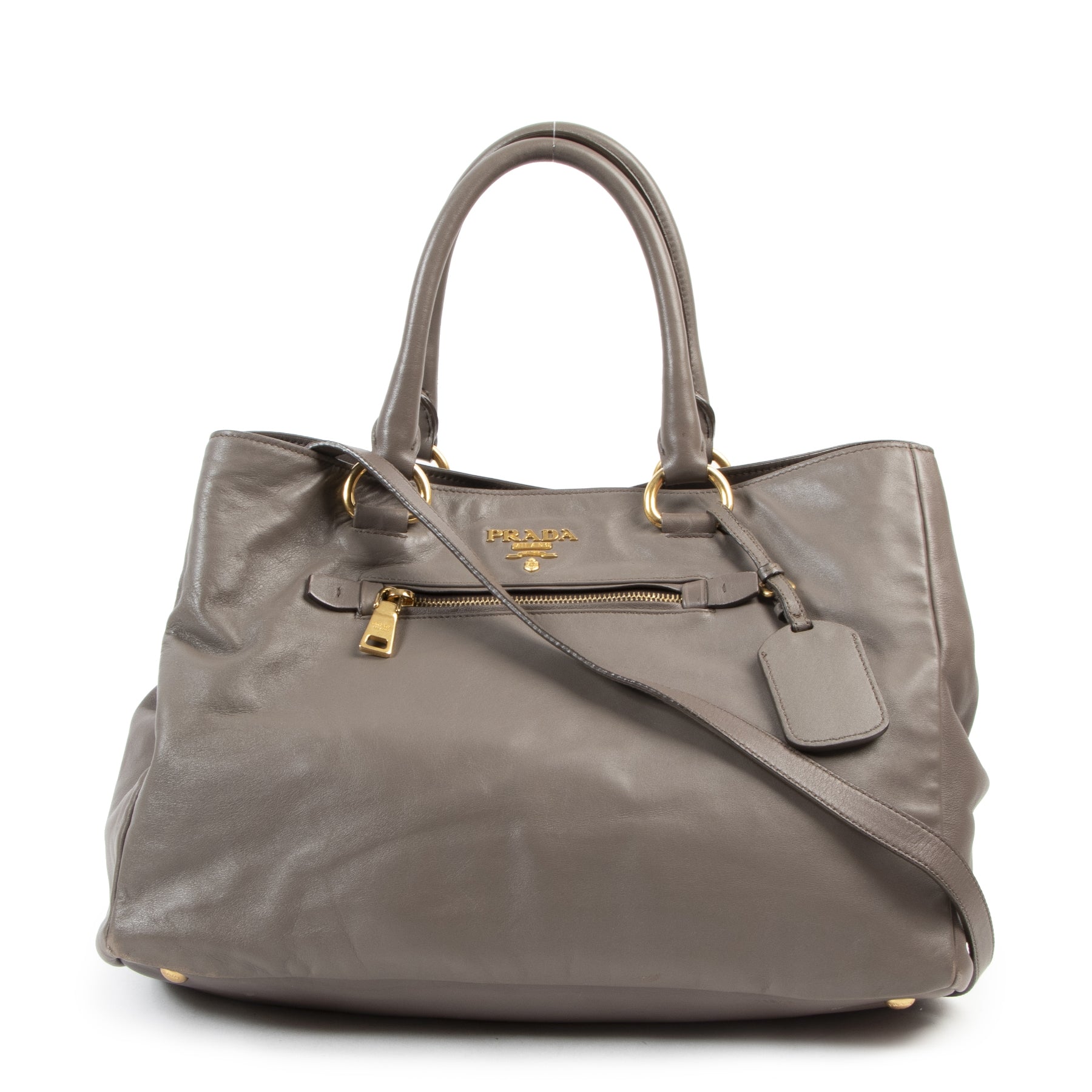 Authentic secondhand Prada Grey Bambu Top Handle Bag designer bags fashion luxury vintage webshop safe secure online shopping