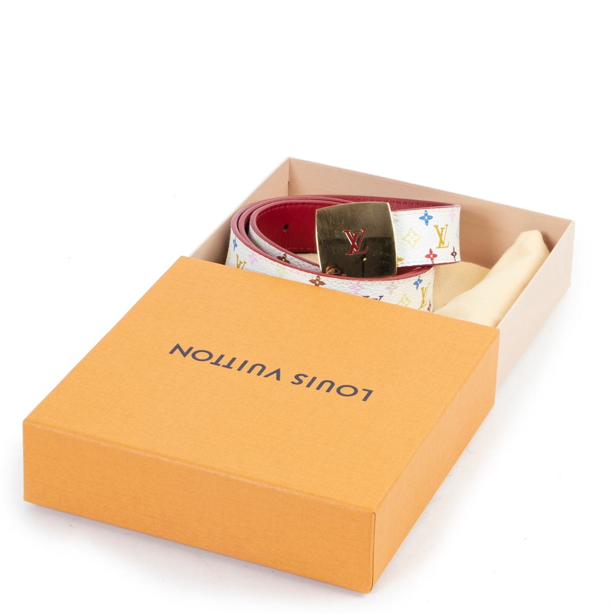 Shop safe online 100% authentic second hand Louis Vuitton Monogram Murakami Belt - Size 85 in very good condition at the right price at Labellov in Antwerp.
