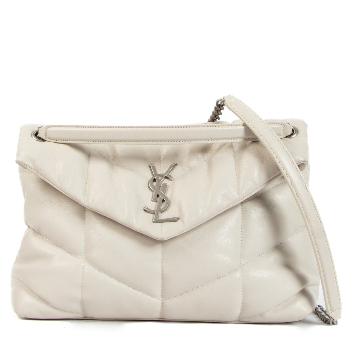 Saint Laurent White Puffer Medium Chain Bag