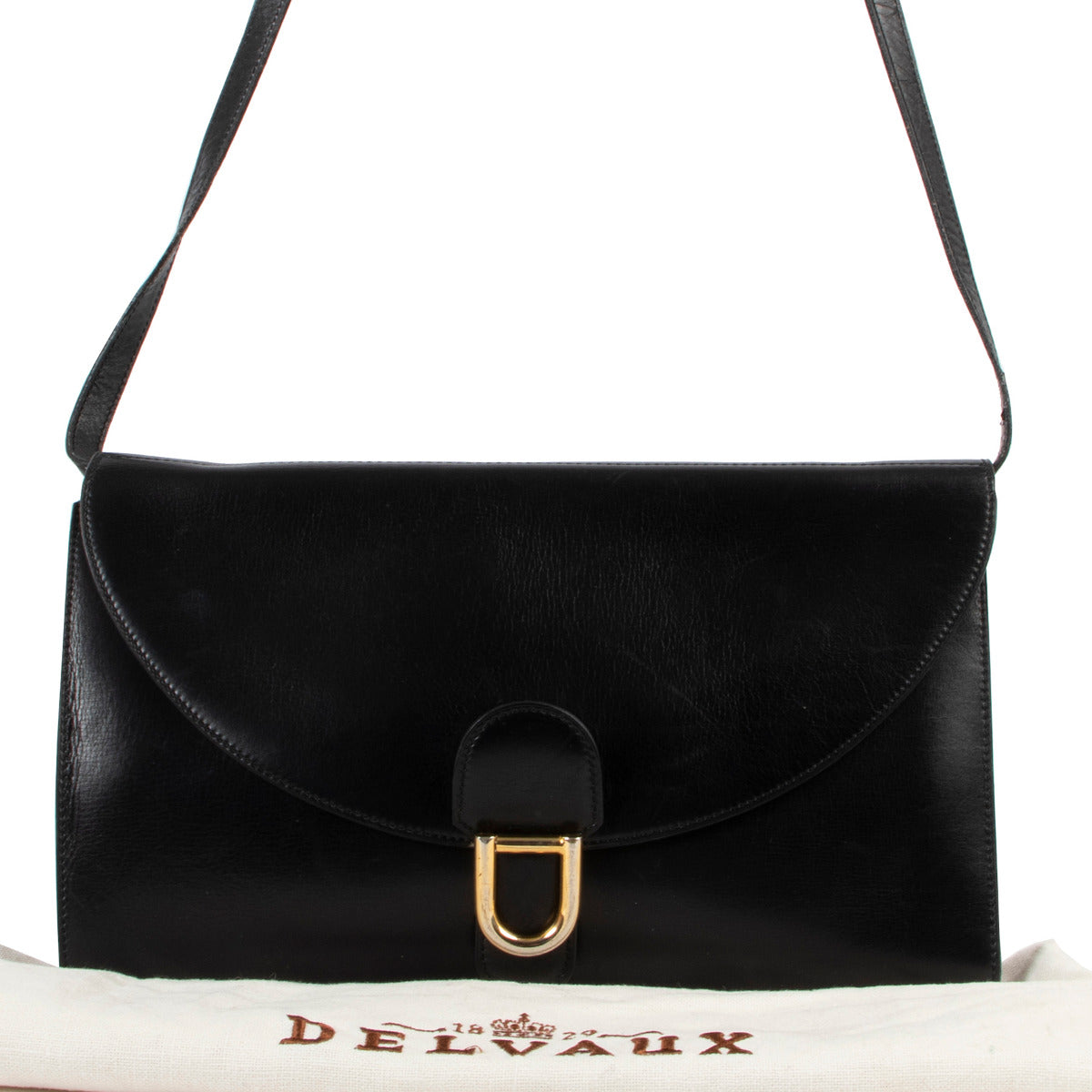 Delvaux Smooth Black Crossbody Clutch Bag