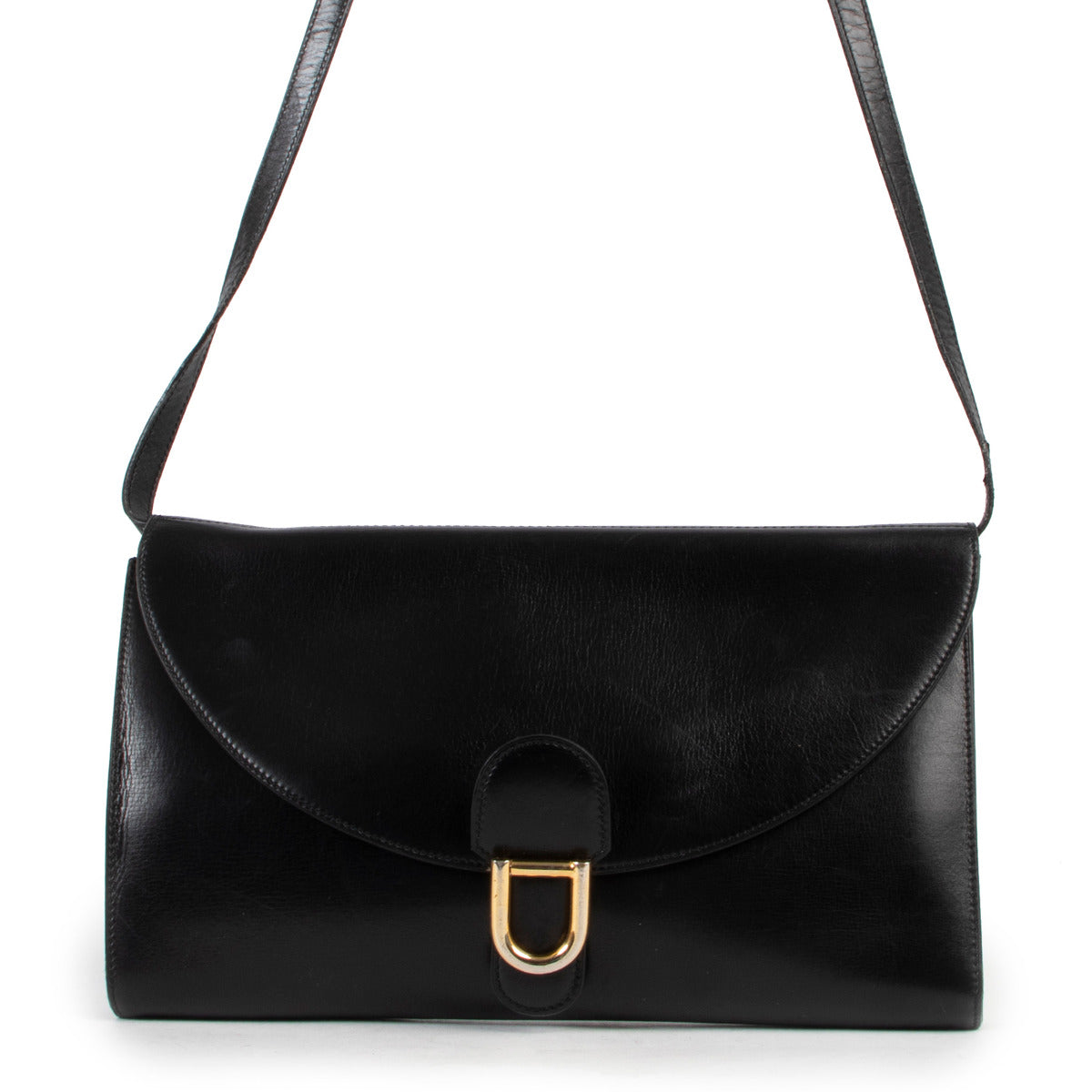 Delvaux Smooth Black Crossbody Clutch Bag