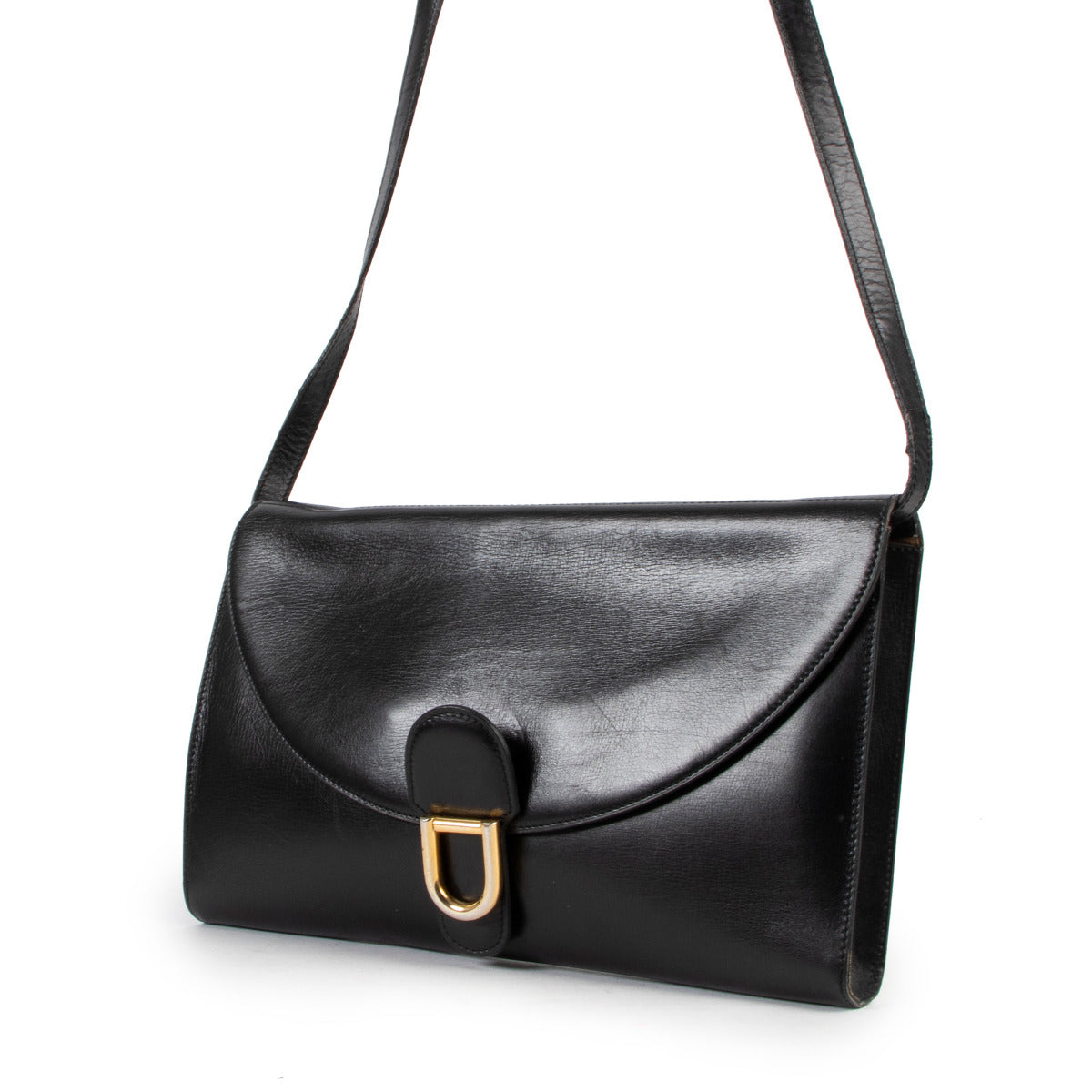 Delvaux Smooth Black Crossbody Clutch Bag