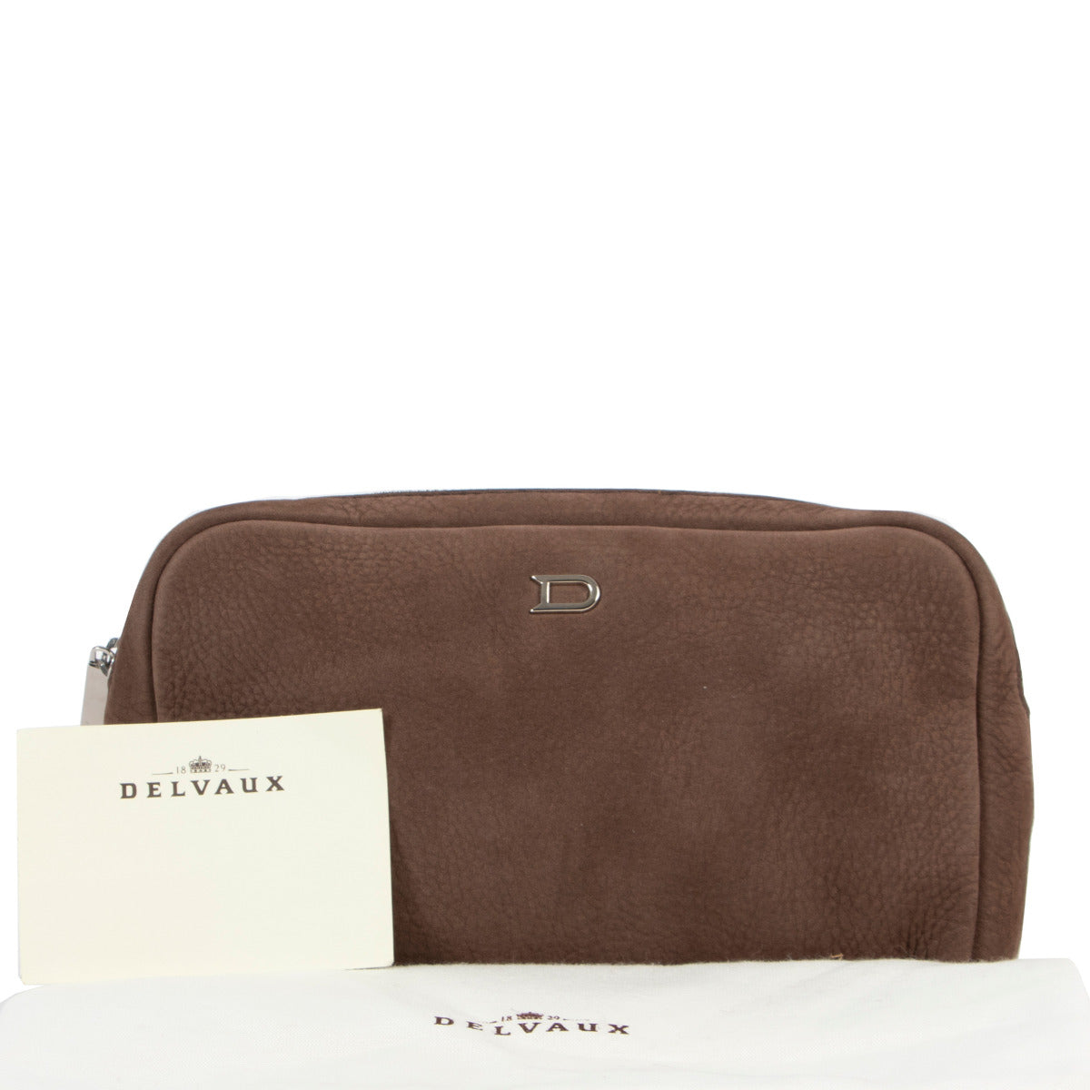 Delvaux Taupe Vanity PM Clutch