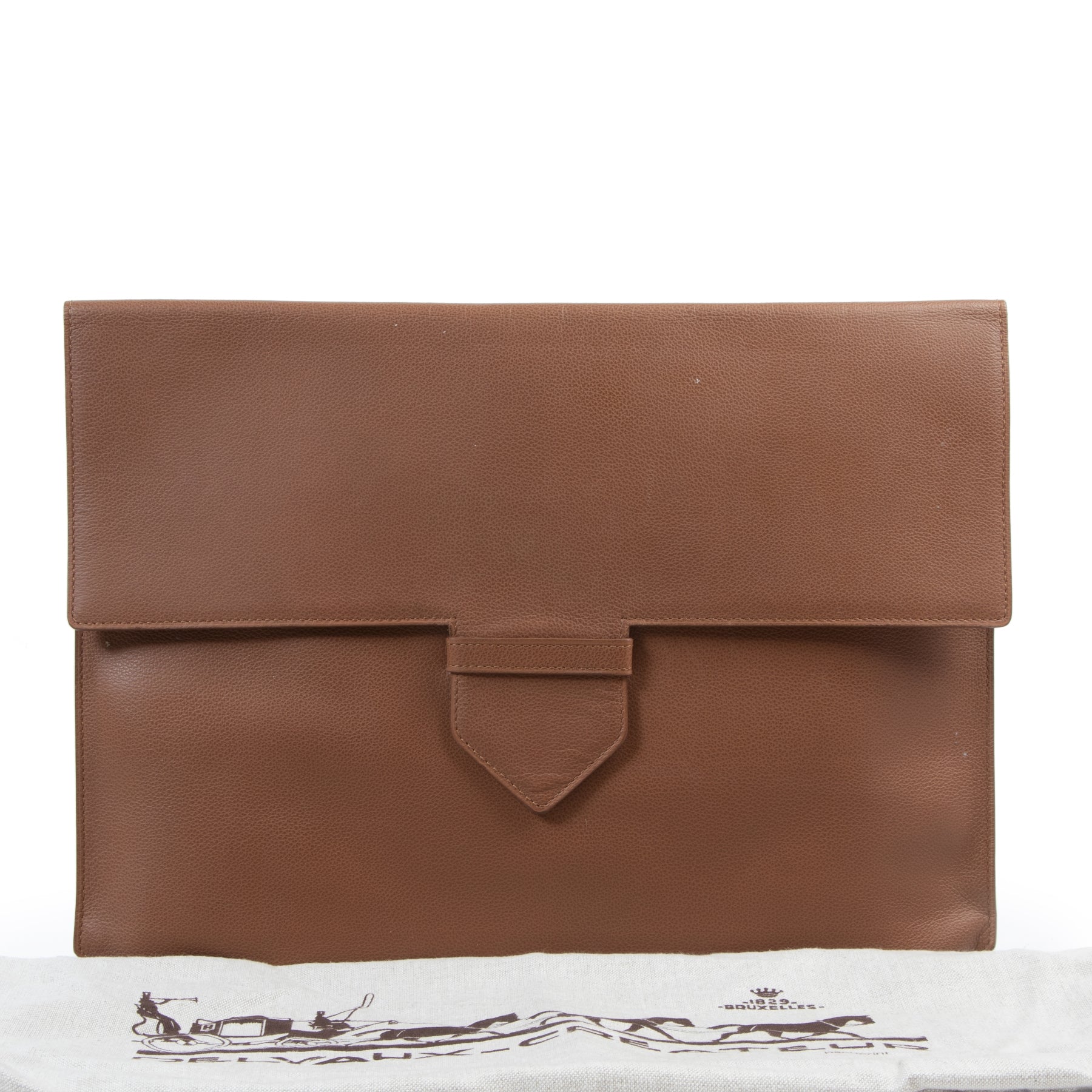 Delvaux Brown Leather A4 Presse Pouch te koop