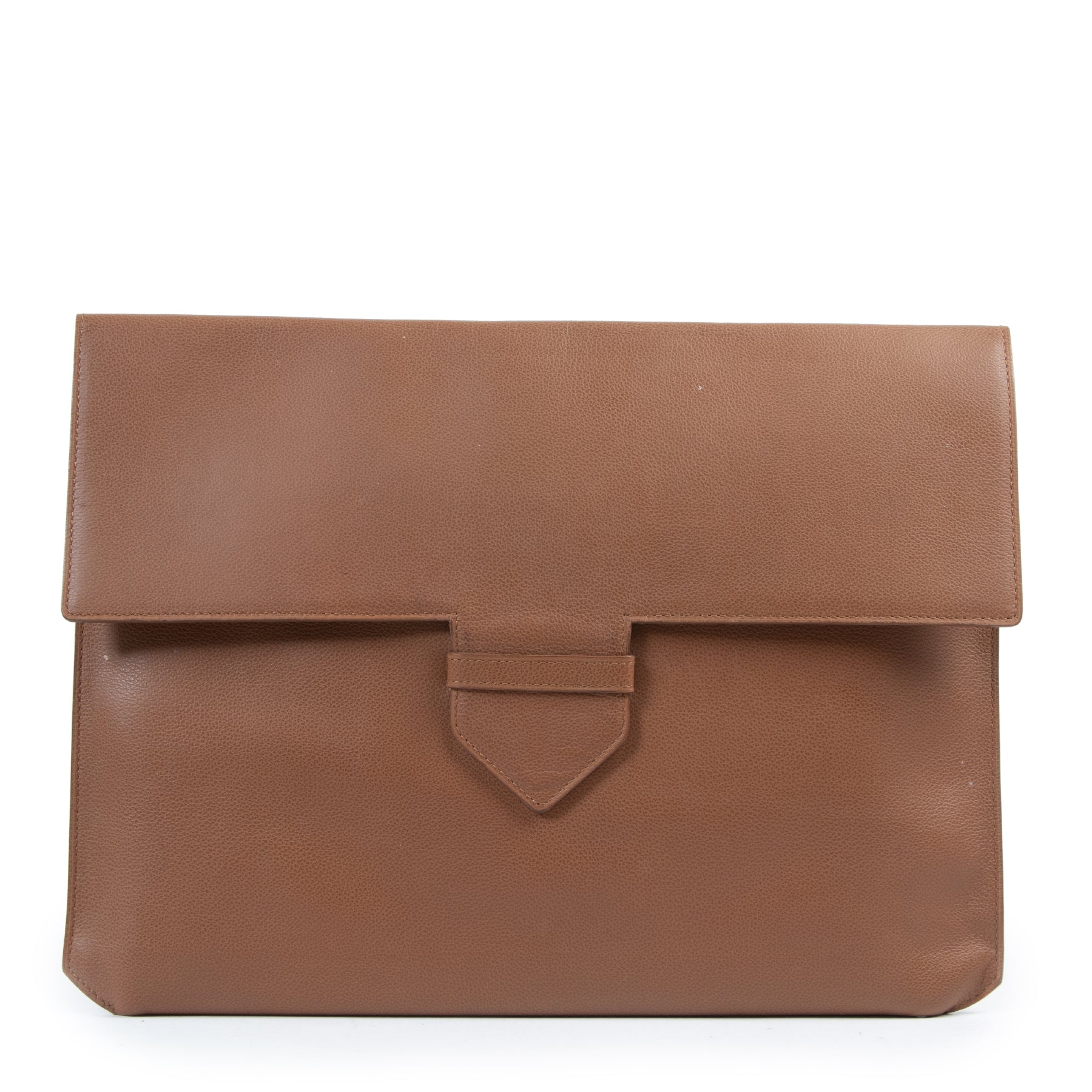Koop en verkoop uw authnetieke designer Delvaux Brown Leather A4 Presse Pouch