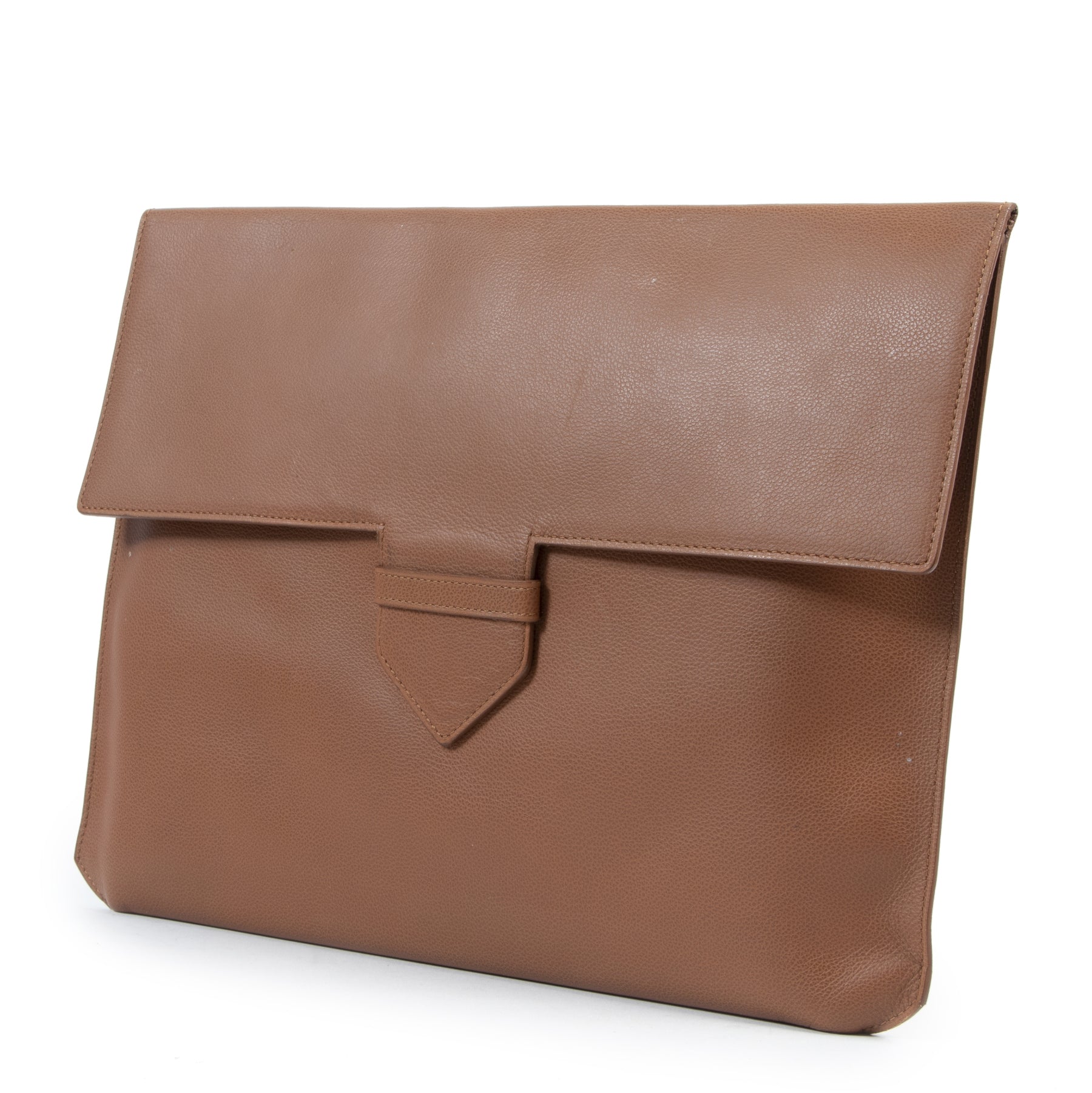Delvaux Brown Leather A4 Presse Pouch for the best price at Labellov