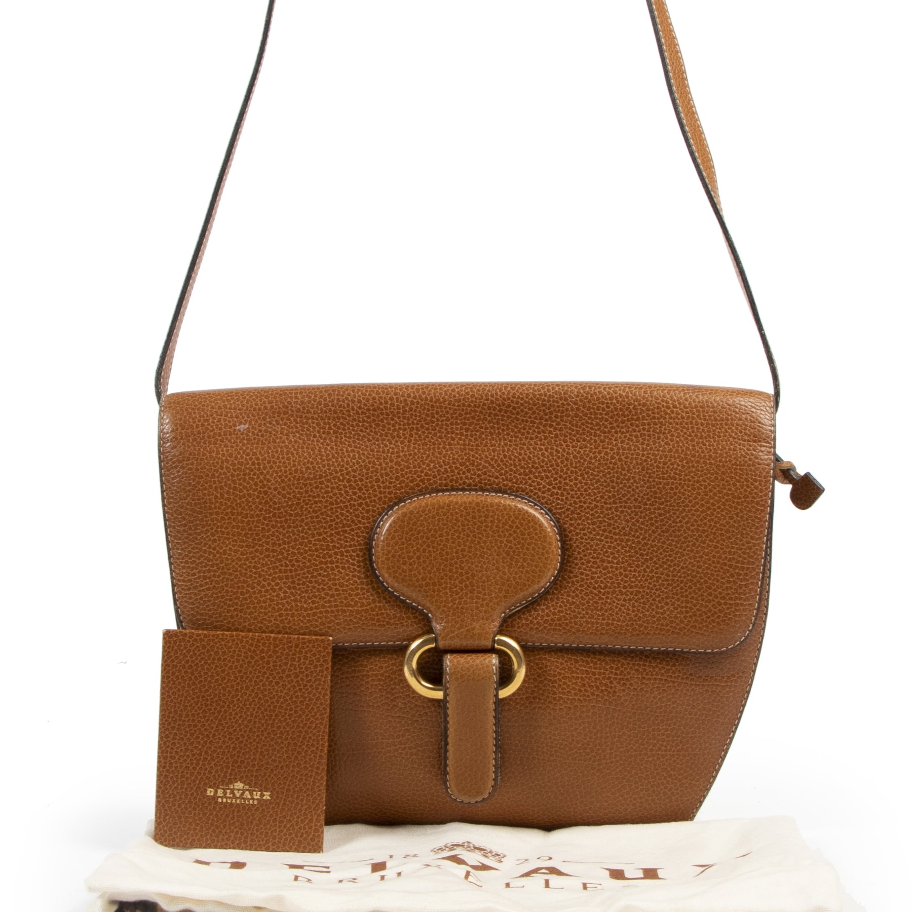 Authentic secondhand Delvaux Cognac Crossbody Bag designer bags fashion luxury vintage webshop safe secure online shopping