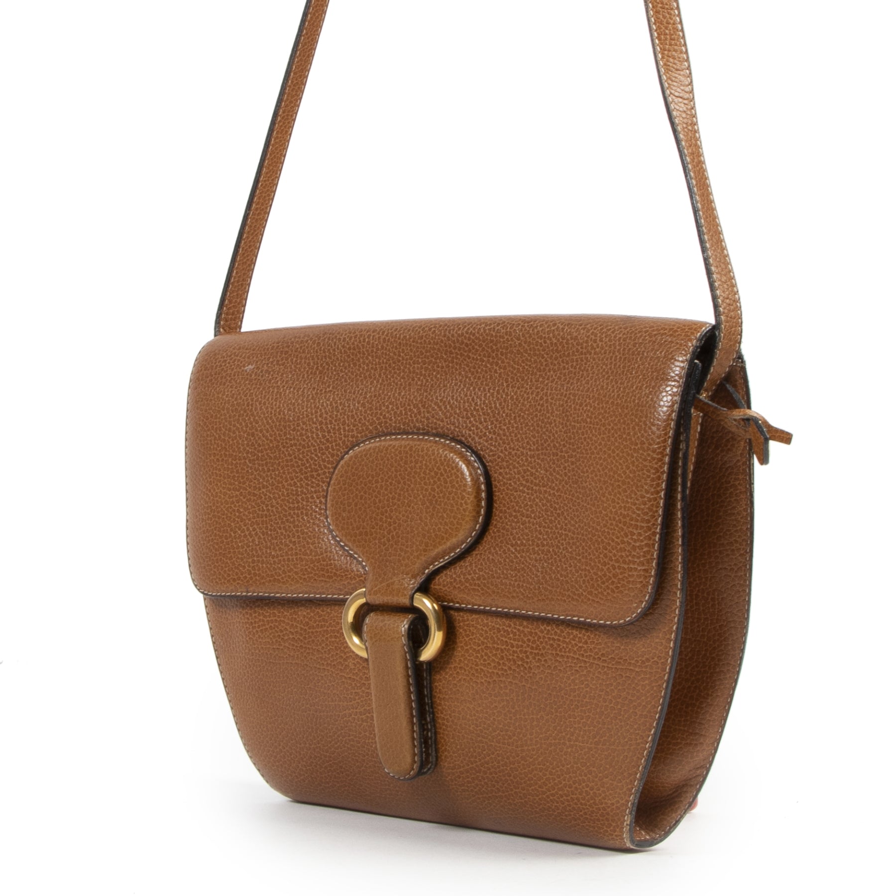 Authentic secondhand Delvaux Cognac Crossbody Bag designer bags fashion luxury vintage webshop safe secure online shopping