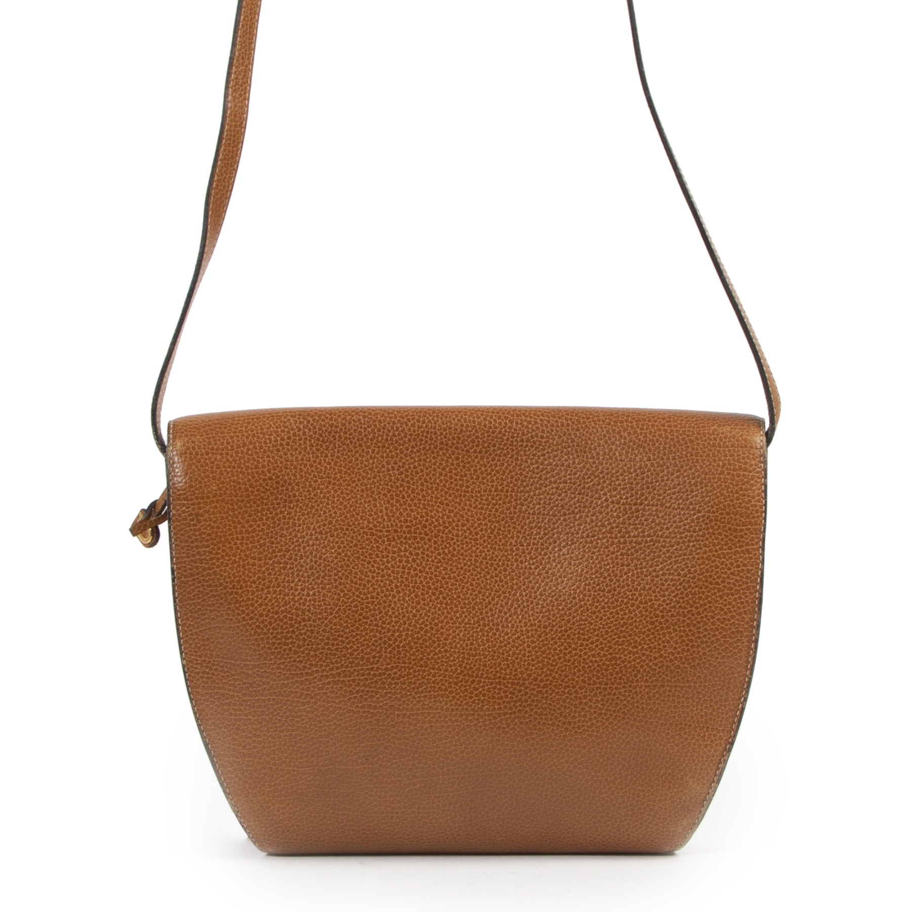 Authentieke Tweedehands Delvaux Cognac Crossbody Bag juiste prijs veilig online shoppen luxe merken webshop winkelen Antwerpen België mode fashion