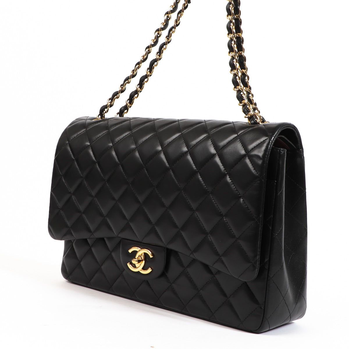 Shop authentic second hand Chanel Black Lambskin Maxi Classic Flap Bag on labellov.com