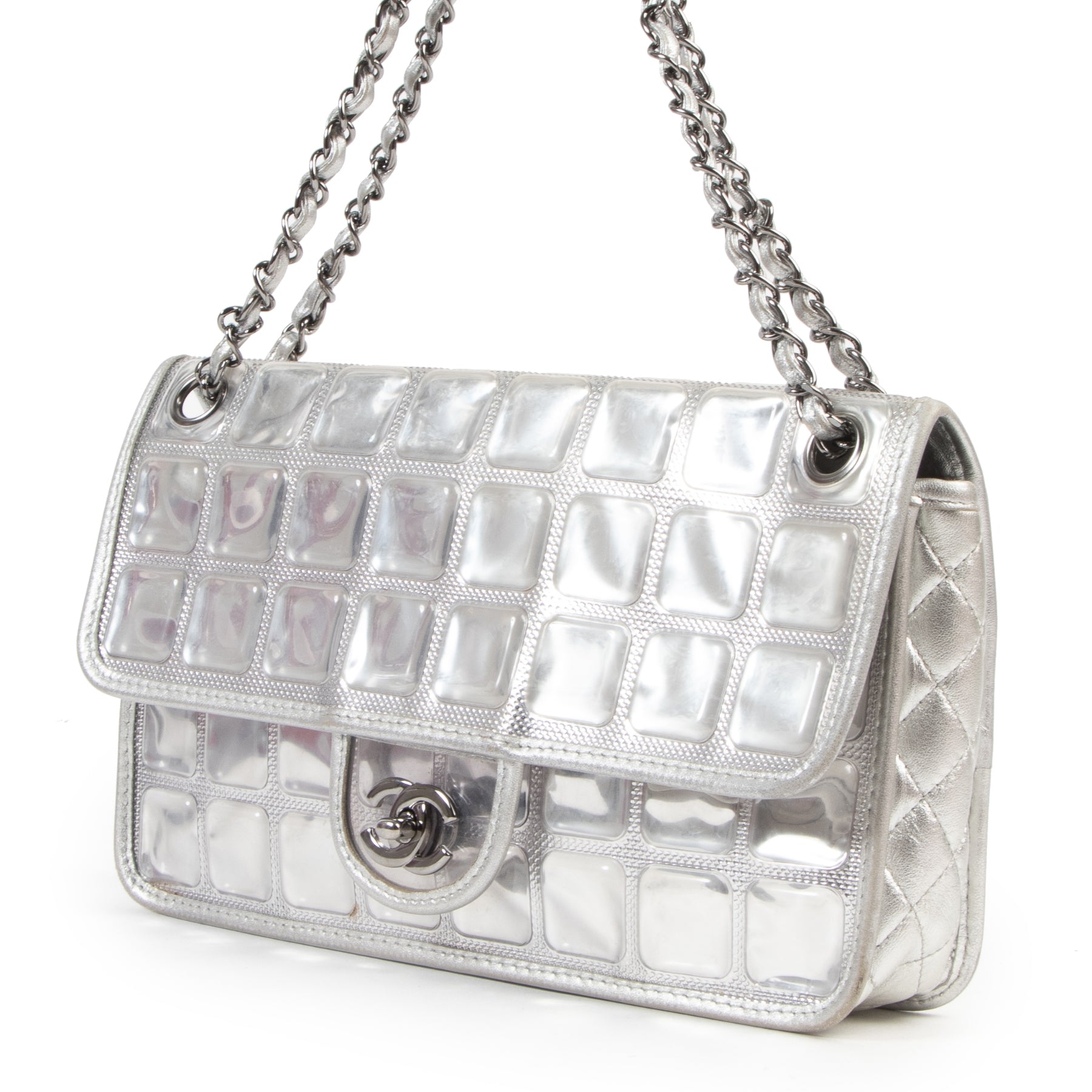Chanel Silver Leather Ice Cube Limited Edition Flap Bag – Labellov