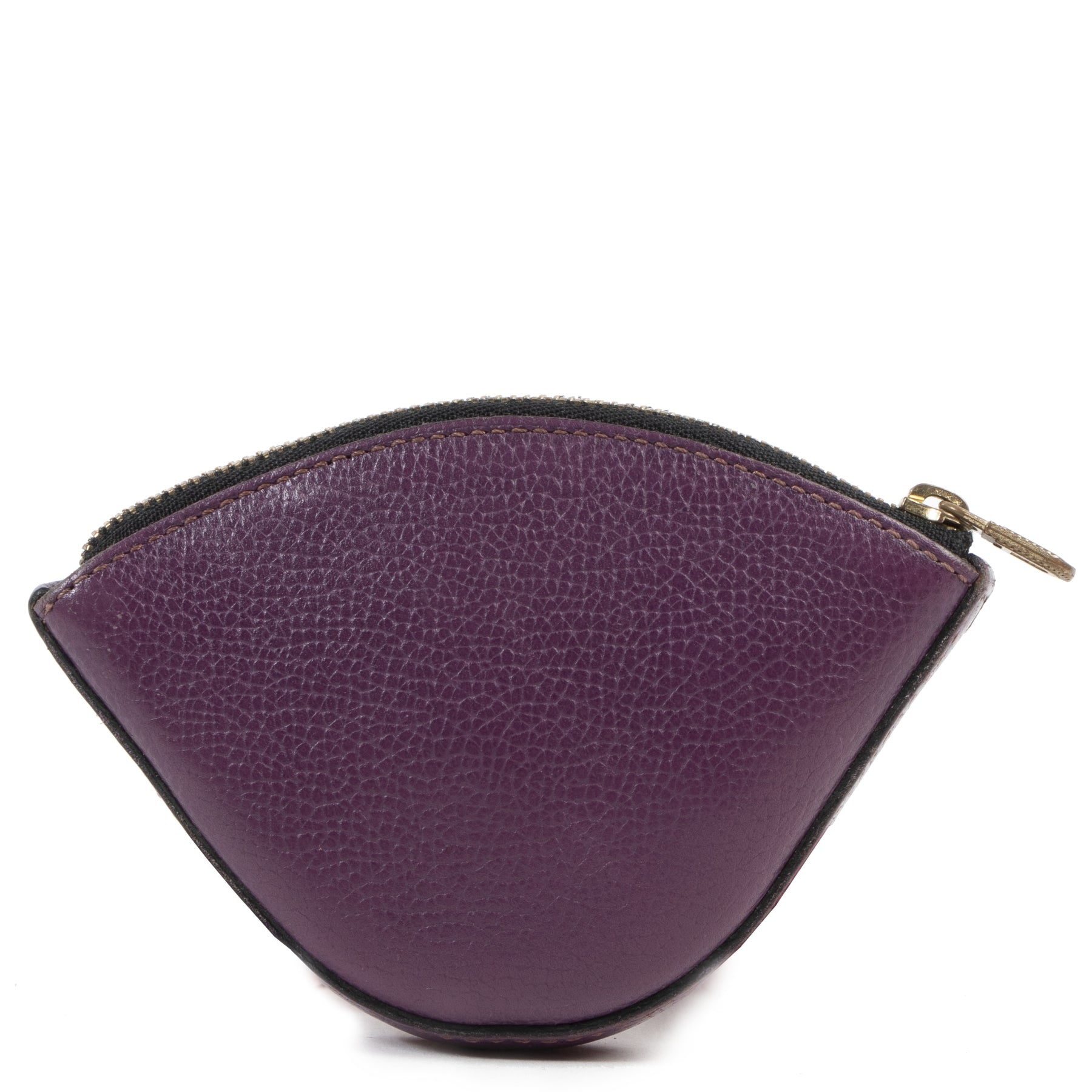 Authentieke Tweedehands Delvaux Purple Leather Coin Purse juiste prijs veilig online shoppen luxe merken webshop winkelen Antwerpen België mode fashion