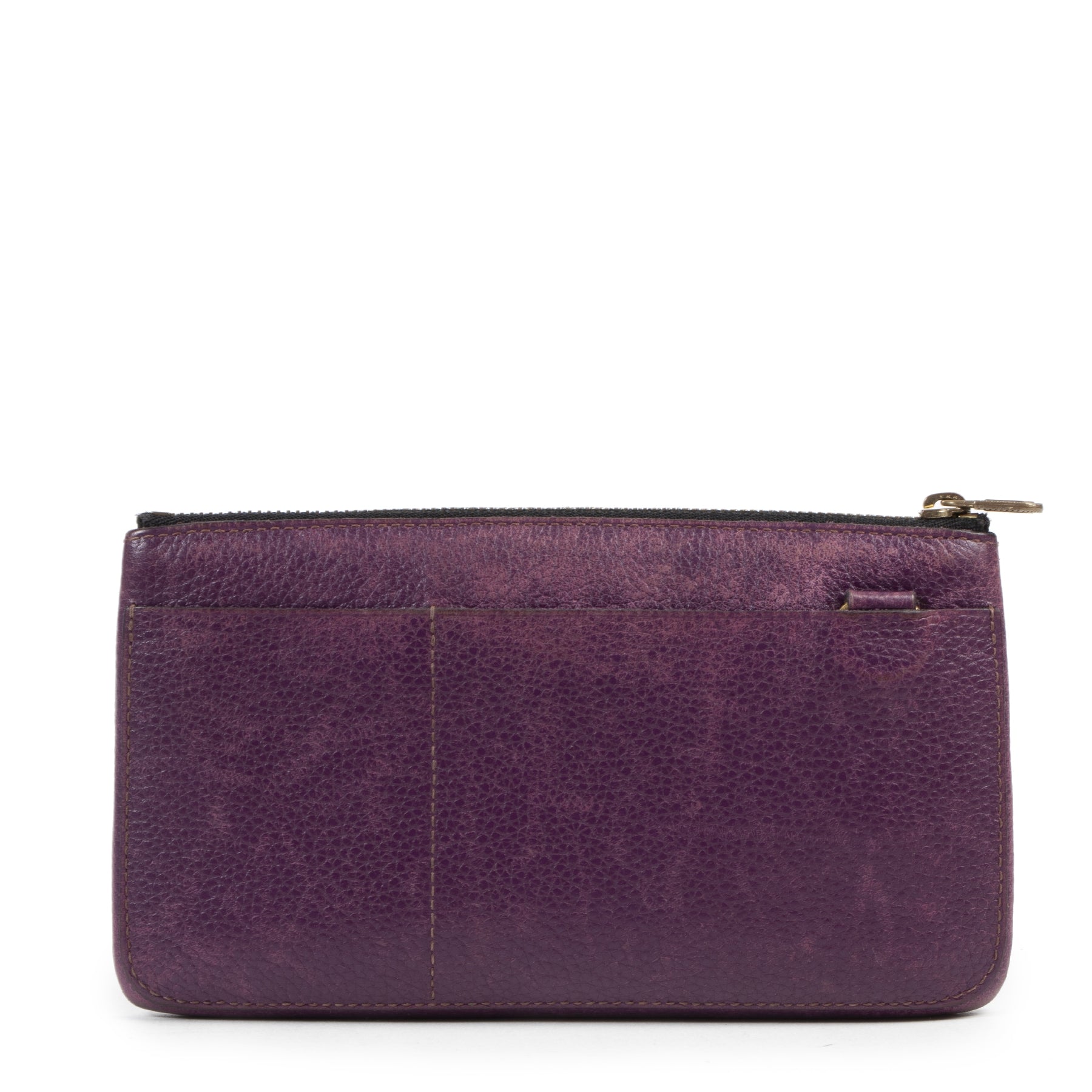 Authentieke Tweedehands Delvaux Purple Leather Pouch juiste prijs veilig online shoppen luxe merken webshop winkelen Antwerpen België mode fashion