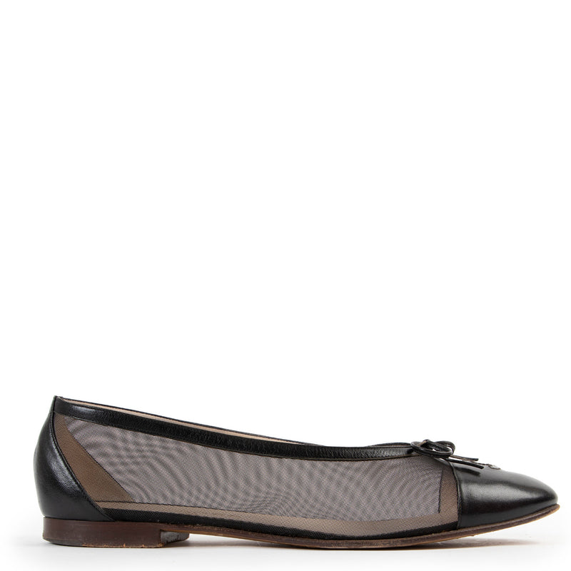 Chanel Black Mesh Ballerina Flats - size 40.5 at the best price onl labellov .com