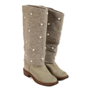 Shop 100% authentic Chanel Pearl Embellished Suede Boots at Labellov.com.