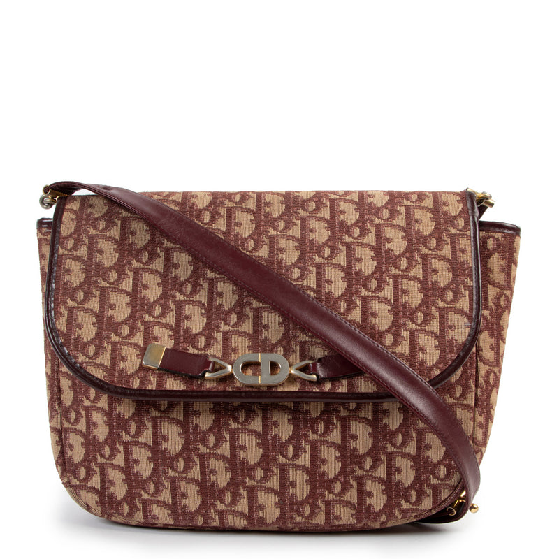Chirstian Dior Burgundy vintage fabric bag with crossbody features