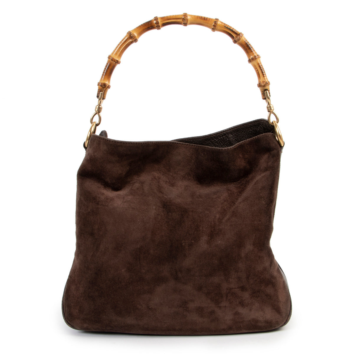 Gucci brown suede bamboo top handle bag