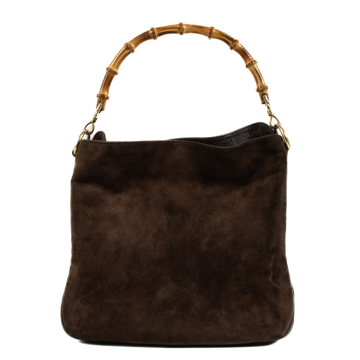Gucci Brown Suede Bamboo Handle Bag