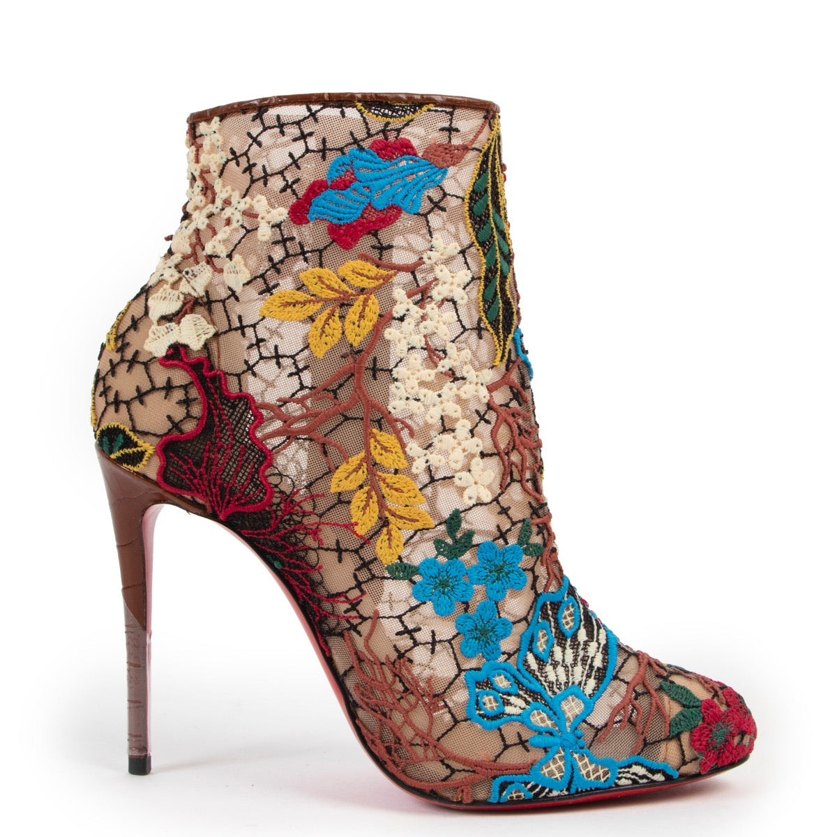 shop authentic second hand Christian Louboutin Miss Tennis Lace Embroidery Ankle Boots at Labellov for the best price