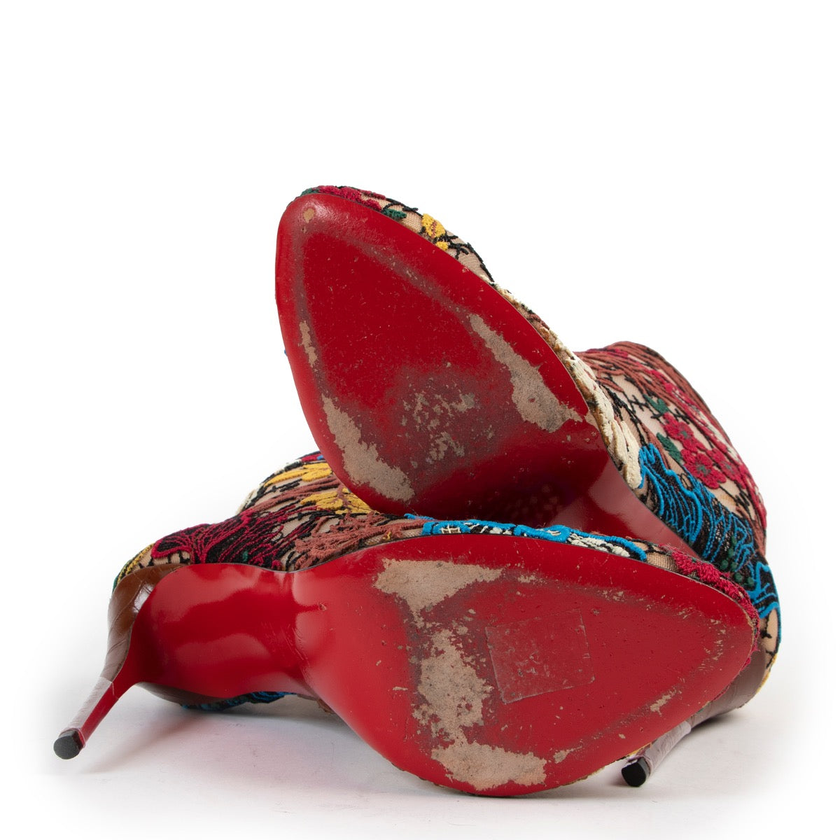 shop authentic second hand Christian Louboutin Miss Tennis Lace Embroidery Ankle Boots at Labellov for the best price