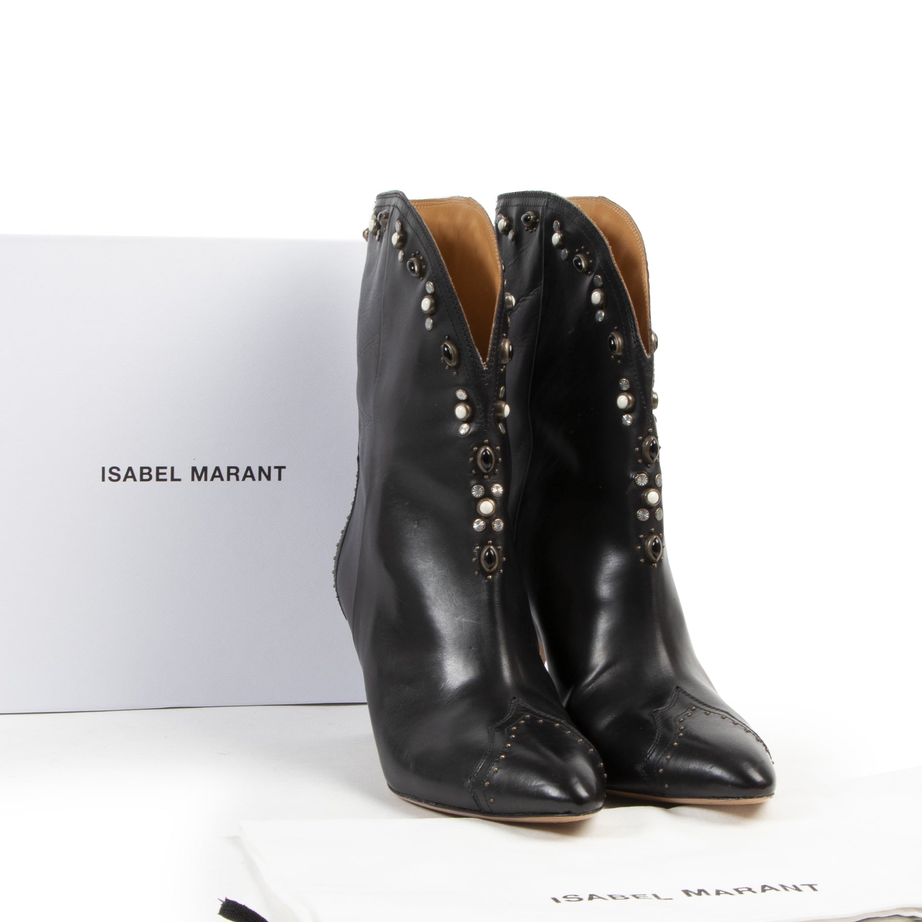 Authentic secondhand Isabel Marant Black Heeled Boots With Details - Size 41 designer bags fashion luxury vintage webshop safe secure online shopping
