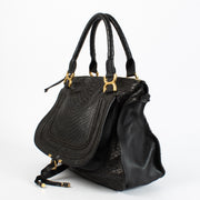 Authentic Preloved Chloe Black Python large Marcie Bag Top Handle on Labellov.com