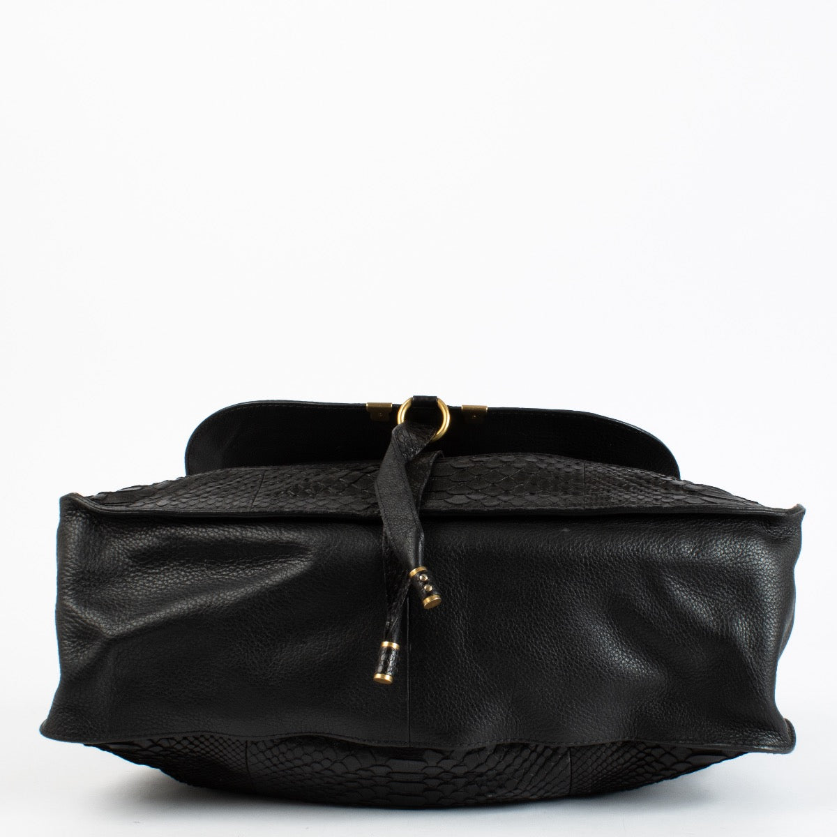 Authentic Preloved Chloe Black Python large Marcie Bag Top Handle on Labellov.com