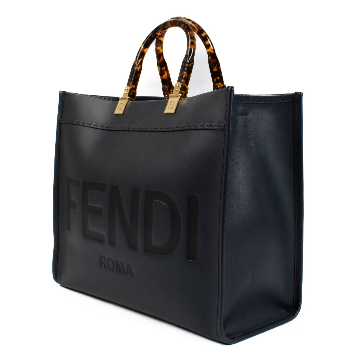 Fendi Blue Leather Medium Sunshine Bag