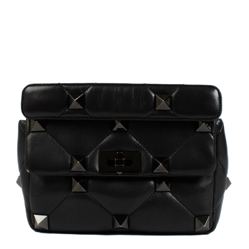 Buy authentic second hand Valentino Garavani Black Leather Medium Roman Stud Bag at Labellov.com