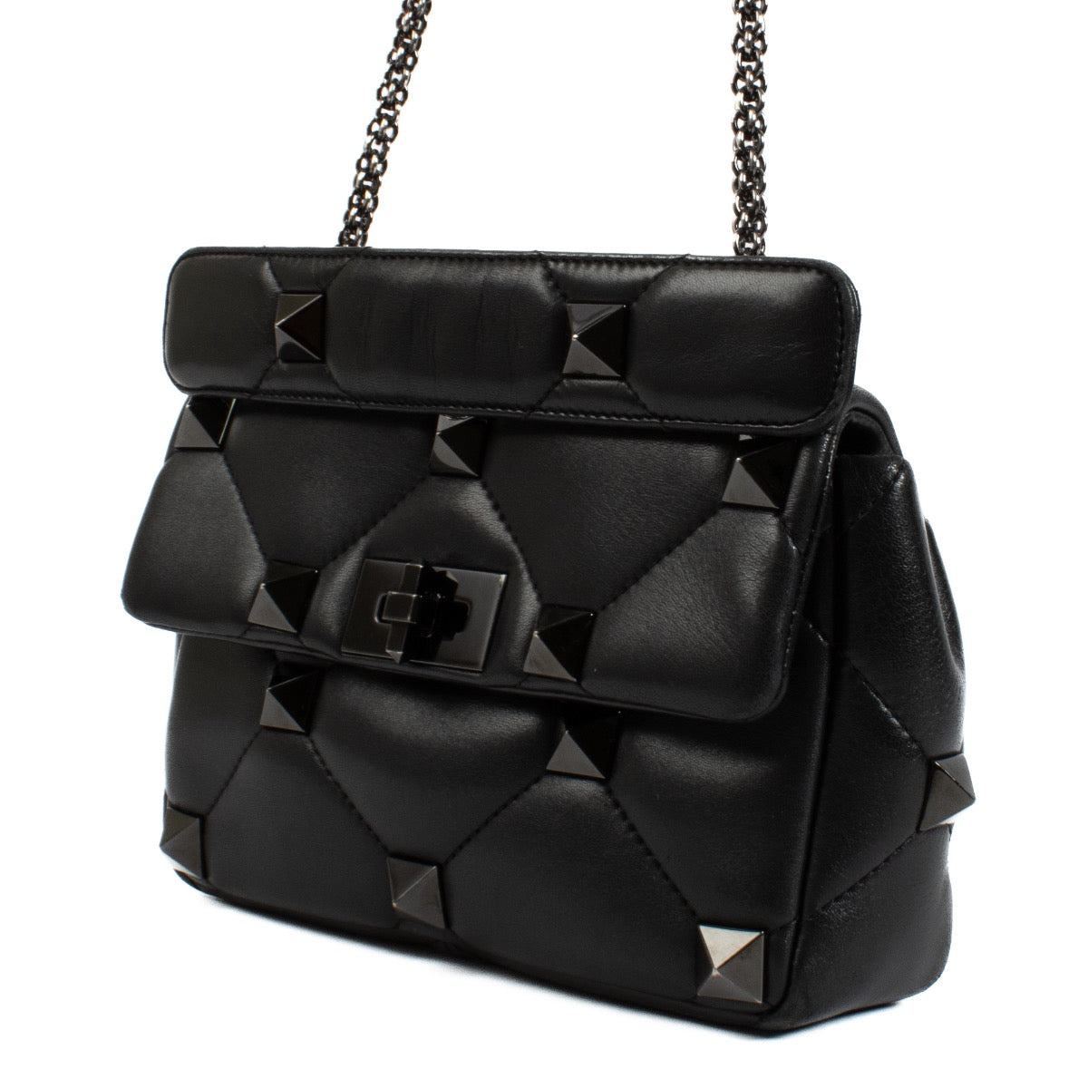 Buy authentic second hand Valentino Garavani Black Leather Medium Roman Stud Bag at Labellov.com