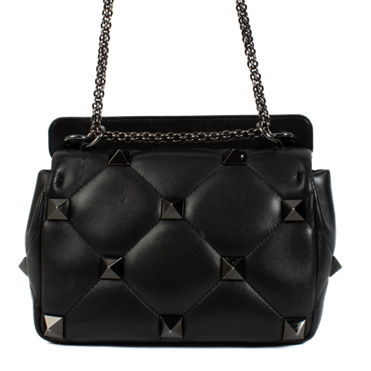 Buy authentic second hand Valentino Garavani Black Leather Medium Roman Stud Bag at Labellov.com