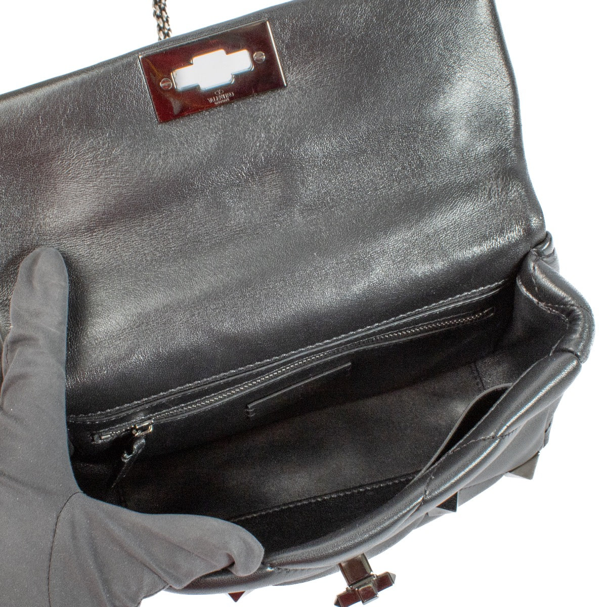 Buy authentic second hand Valentino Garavani Black Leather Medium Roman Stud Bag at Labellov.com