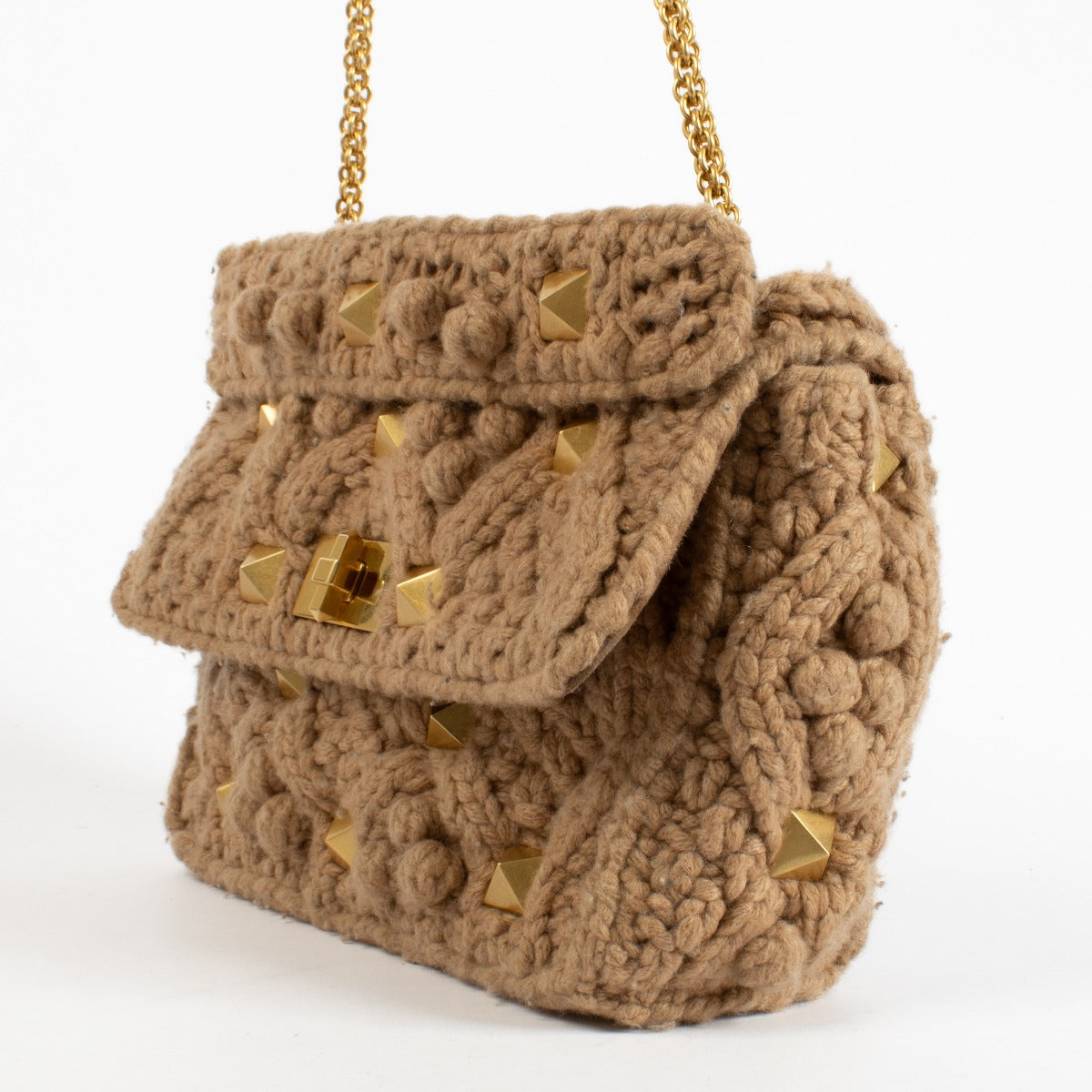 Authentic preloved Valentino Garavani Knit Large Roman Stud Bag on Labellov.com