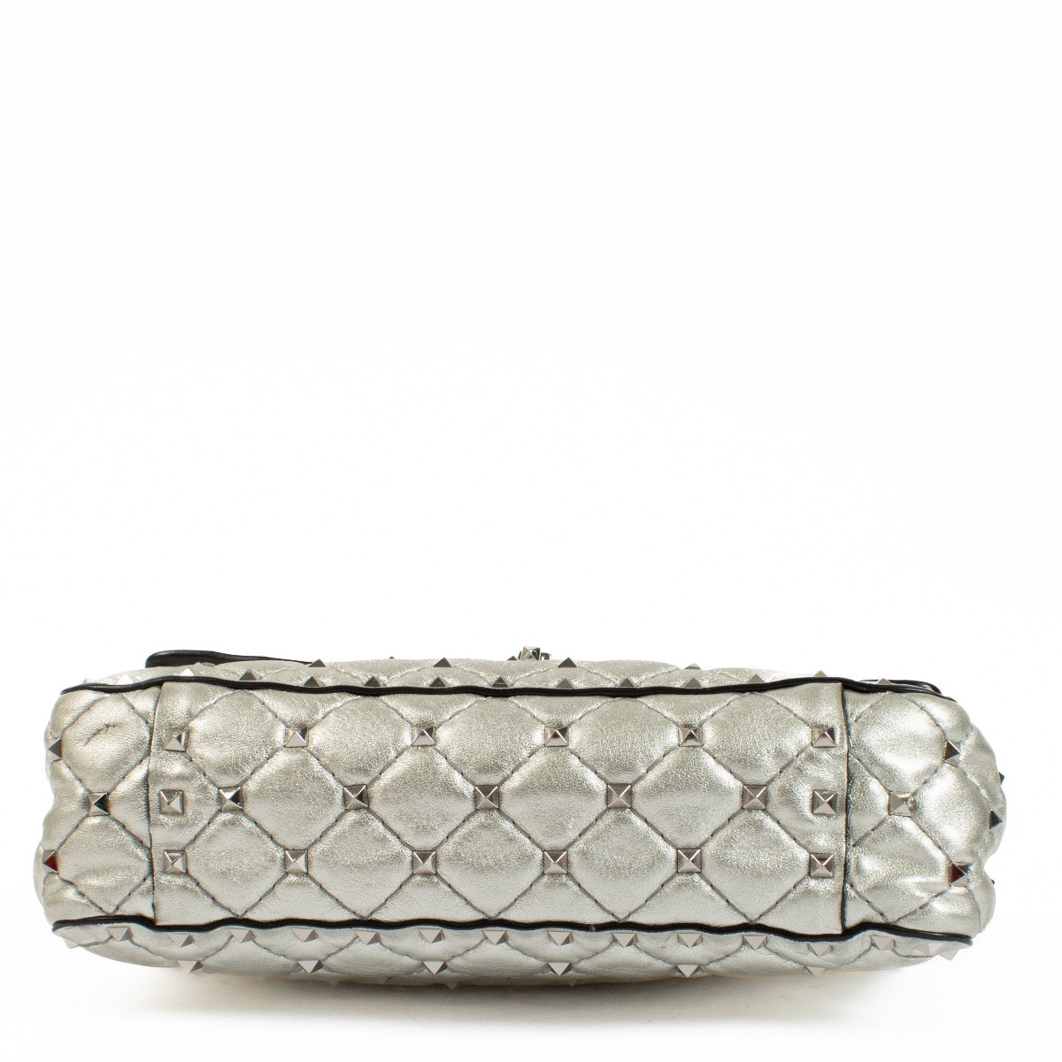 Buy authentic second hand Valentino Silver Quilted Leather Medium Rockstud Spike Crossbody at Labellov.com