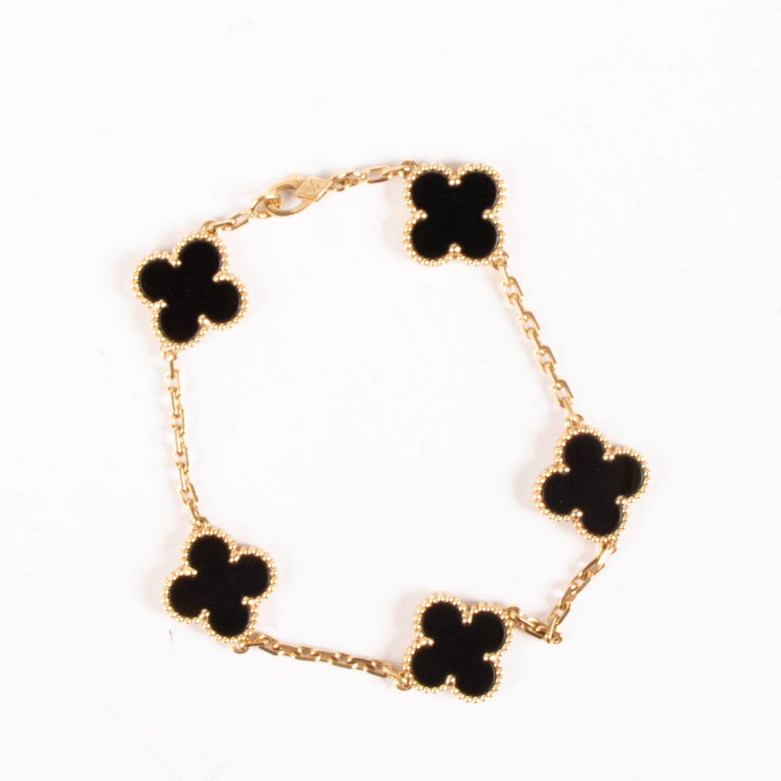 Van Cleef & Arpels 5 Motifs Onyx Vintage Alhambra Bracelet