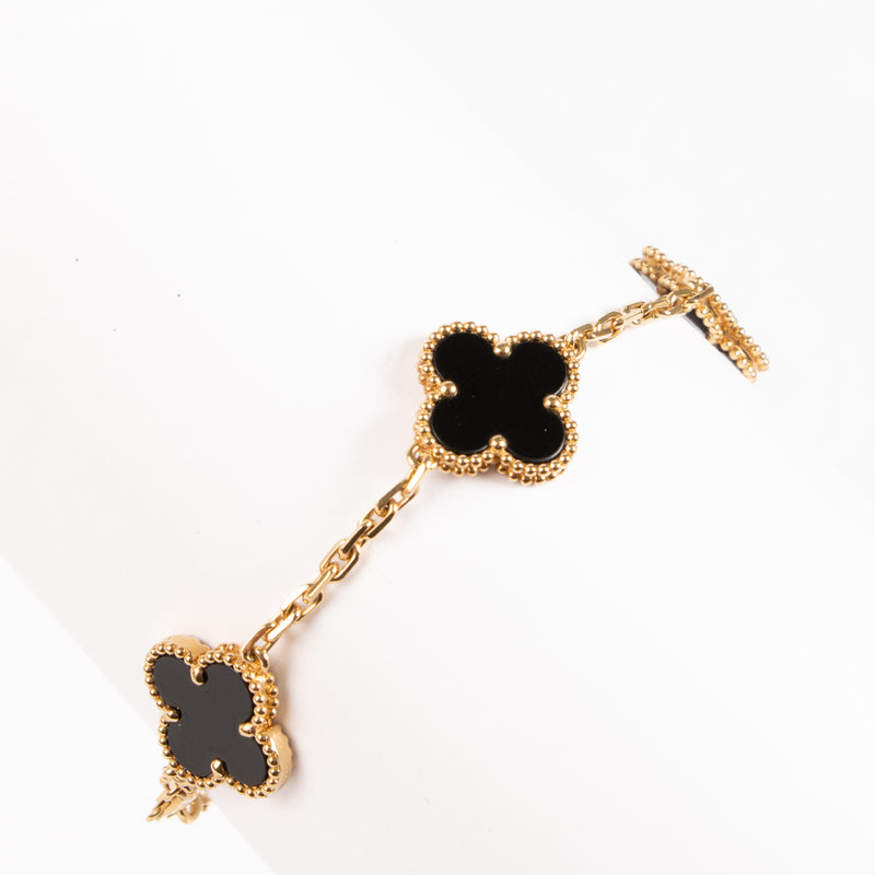 Van Cleef & Arpels 5 Motifs Onyx Vintage Alhambra Bracelet