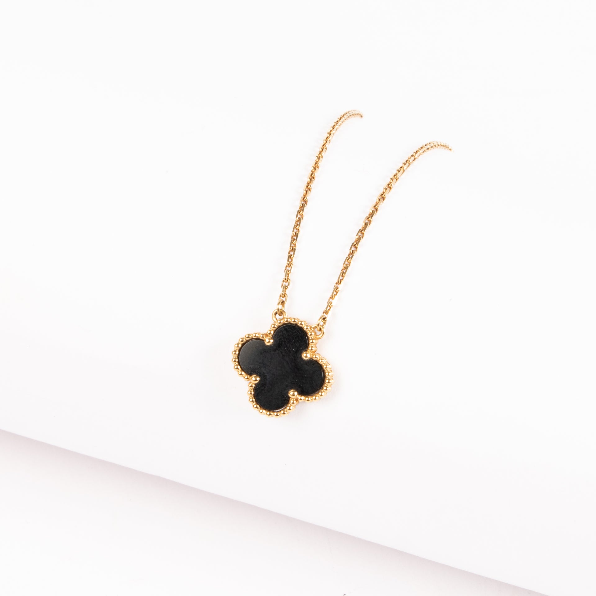 Van Cleef & Arpels Onyx Vintage Alhambra Pendant