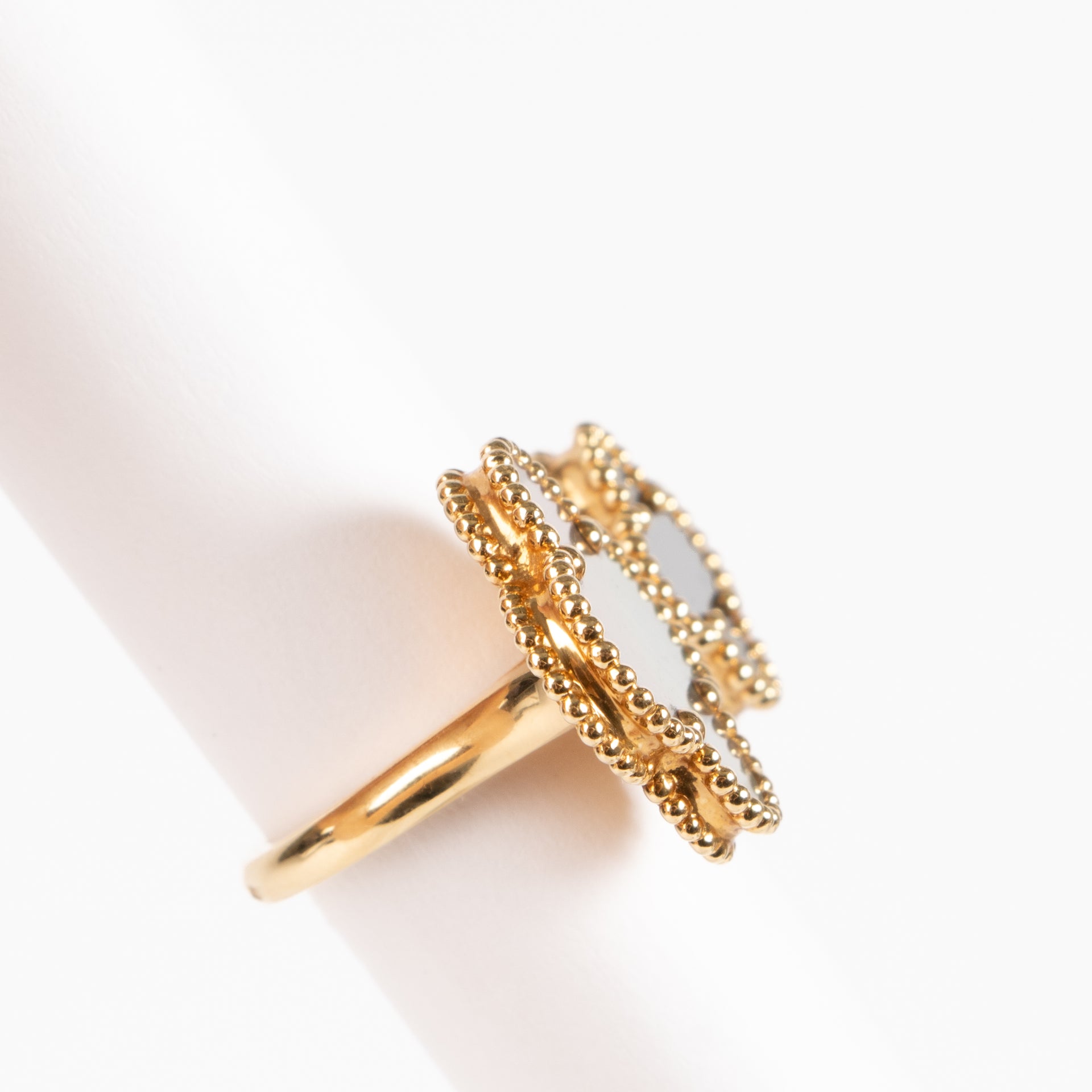 Van Cleef & Arpels Onyx/Mother-of-Pearl Magic Alhambra Between the Finger Ring - Size 54