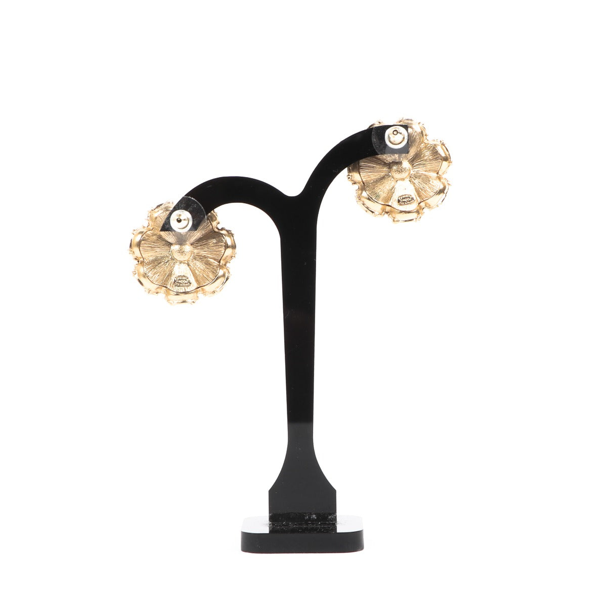 Chanel 20C Pearl Crystal CC Gold Earrings