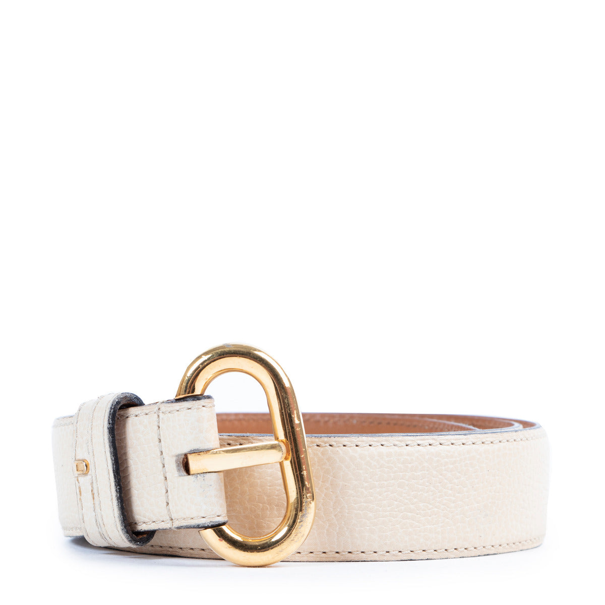 Delvaux Beige Leather Belt - size 75