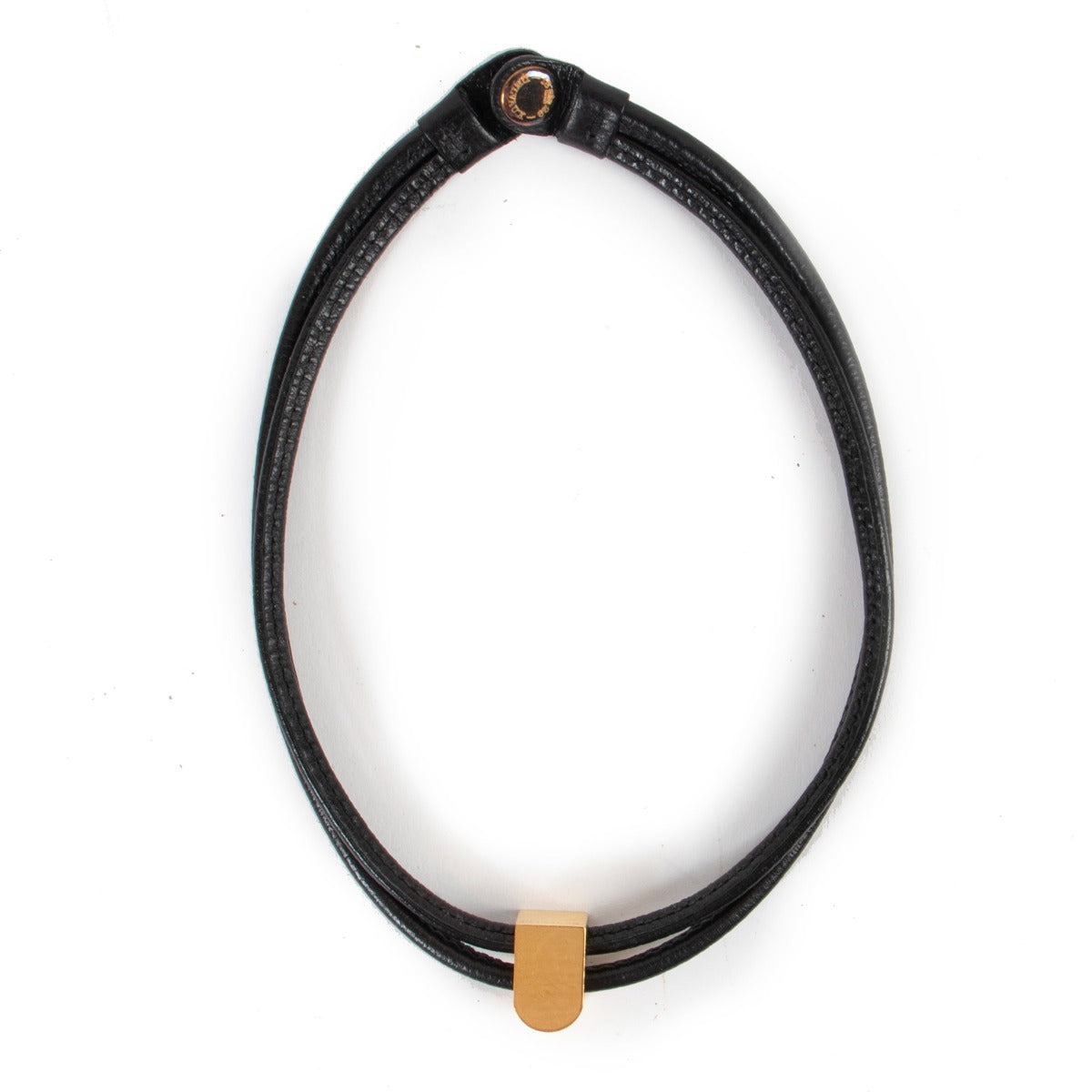 Delvaux Gold-plated Bloc Black Leather Necklace