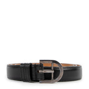 Delvaux Black Leather Agathe Brillant Buckle Belt