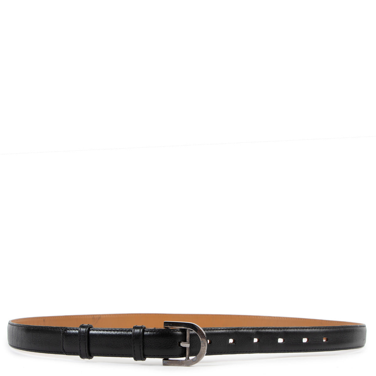 Delvaux Black Leather Agathe Brillant Buckle Belt