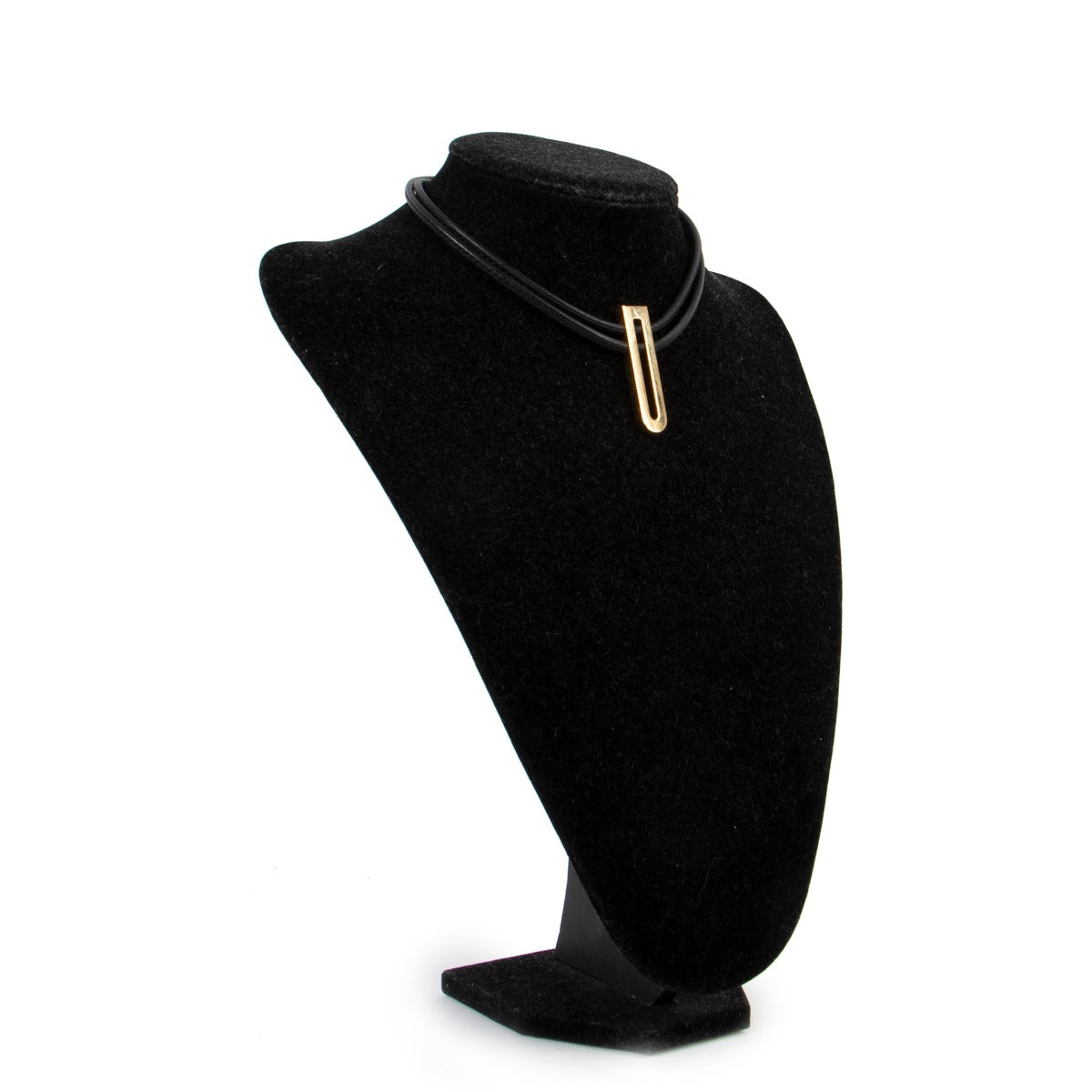 Delvaux Black Leather Déclic Necklace