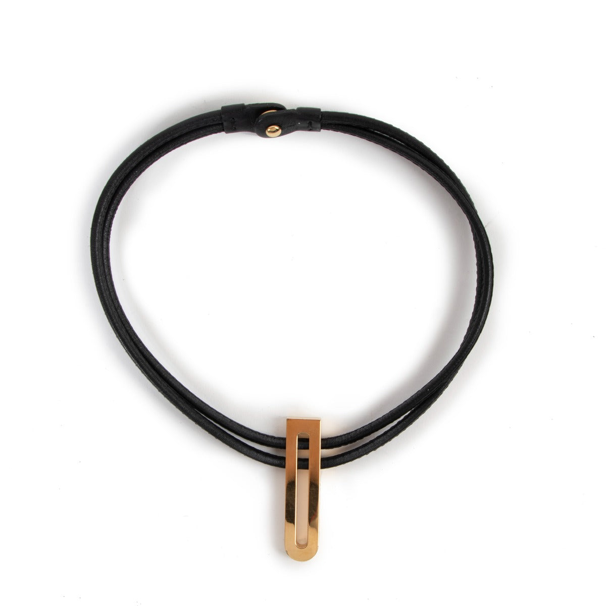 Delvaux Black Leather Déclic Necklace