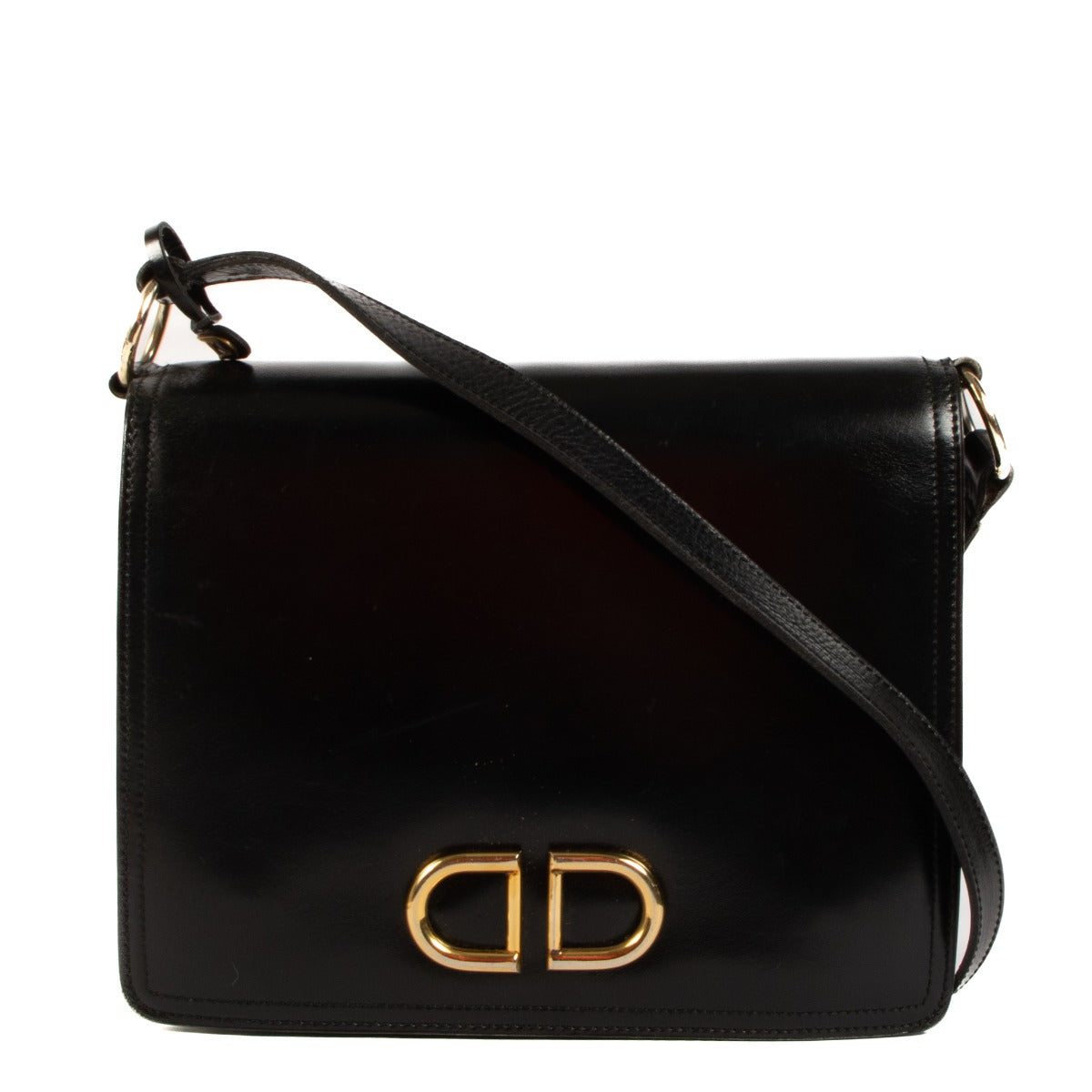 Delvaux Vintage Black Box Calf Camargue Bag