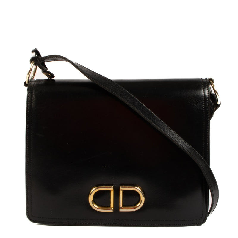 Delvaux Vintage Black Box Calf Camargue Bag
